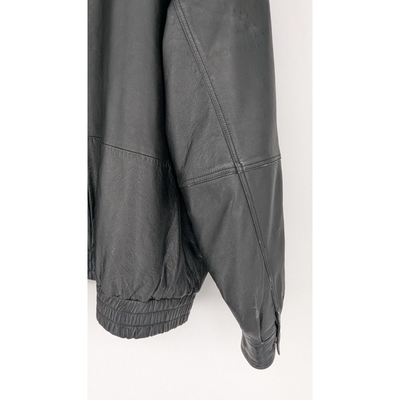 L.A. LEATHER Mens Bomber Jacket SIZE 3XL Black Motorcycle Geek Grunge Gothic - Picture 13 of 16